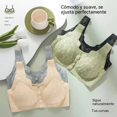 【Juego de 2 piezas】【M-4XL】Sujetador sin aros para mujer con botones frontales 【40-100 kg】