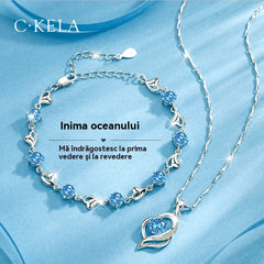 Súprava náramku zo striebra 925 + náhrdelník Heart of the Ocean