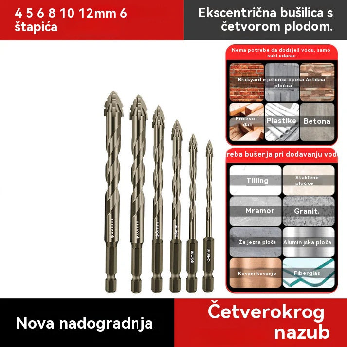 【4+5+6+8+10+12 mm】 | Set ekscentričnih svrdala s 5 žljeba za teške uvjete rada