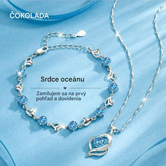 Súprava náramku zo striebra 925 + náhrdelník Heart of the Ocean