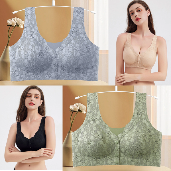 【Juego de 2 piezas】【M-4XL】Sujetador sin aros para mujer con botones frontales 【40-100 kg】
