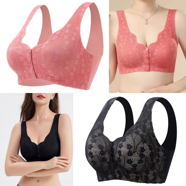 【Juego de 2 piezas】【M-4XL】Sujetador sin aros para mujer con botones frontales 【40-100 kg】