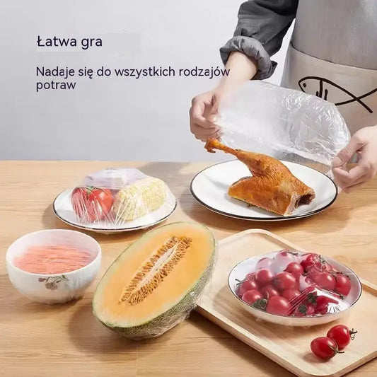 500 elastycznych pokrywek foliowych, wielokrotnego użytku, bezpiecznych dla żywności.