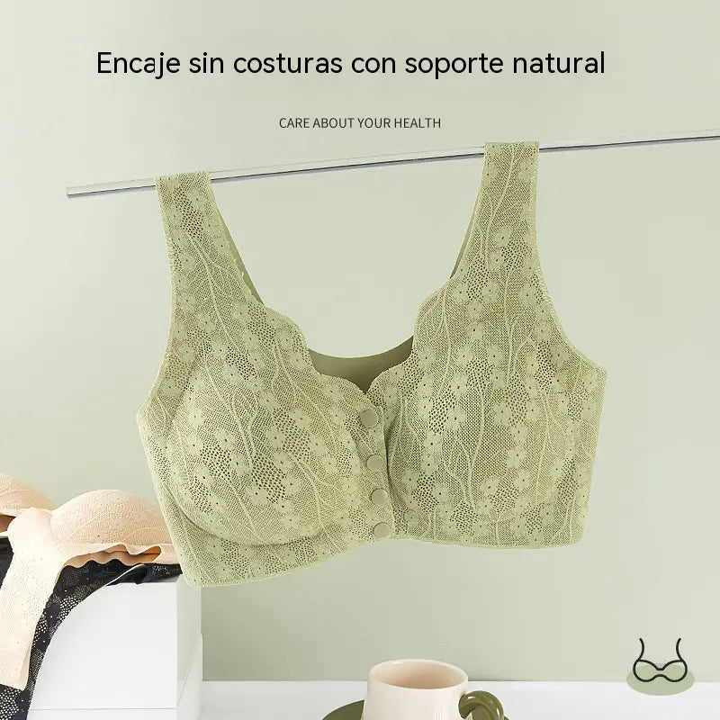 【Juego de 2 piezas】【M-4XL】Sujetador sin aros para mujer con botones frontales 【40-100 kg】